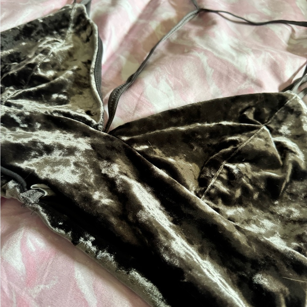 Grey Velvet Bralette - Picture 2 of 4